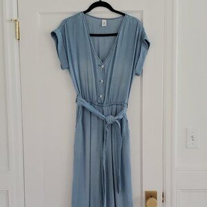 H&M Chambray Denim Jumpsuit Romper, Wide Leg, Size S